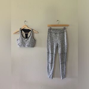 Gymshark Fleur Two Piece Set Marled Grey Bra and Leggings Size XS